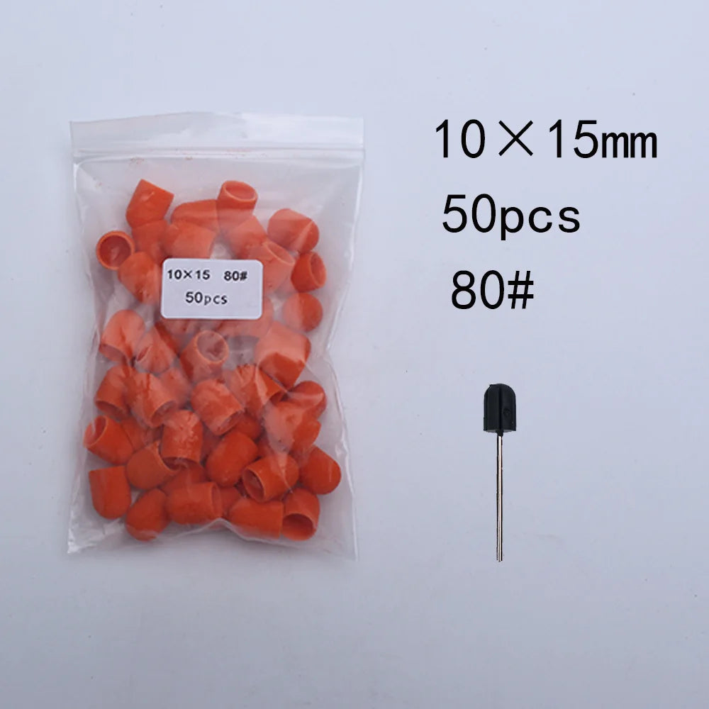 50er Set Schleifkappen für Nagelpflege mit Gummi-Träger – Pediküre & Hornhautentfernung
