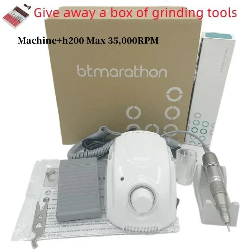 Strong 210 – Professionelle elektrische Nagelfräse 65W, 35000 U/Min, H200 Handstück, Steuerbox 30V