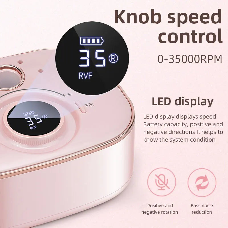 Elektrische Nagelfräse Set 35000 RPM mit LED-Display – Profi Schleifgerät für Maniküre & Pediküre
