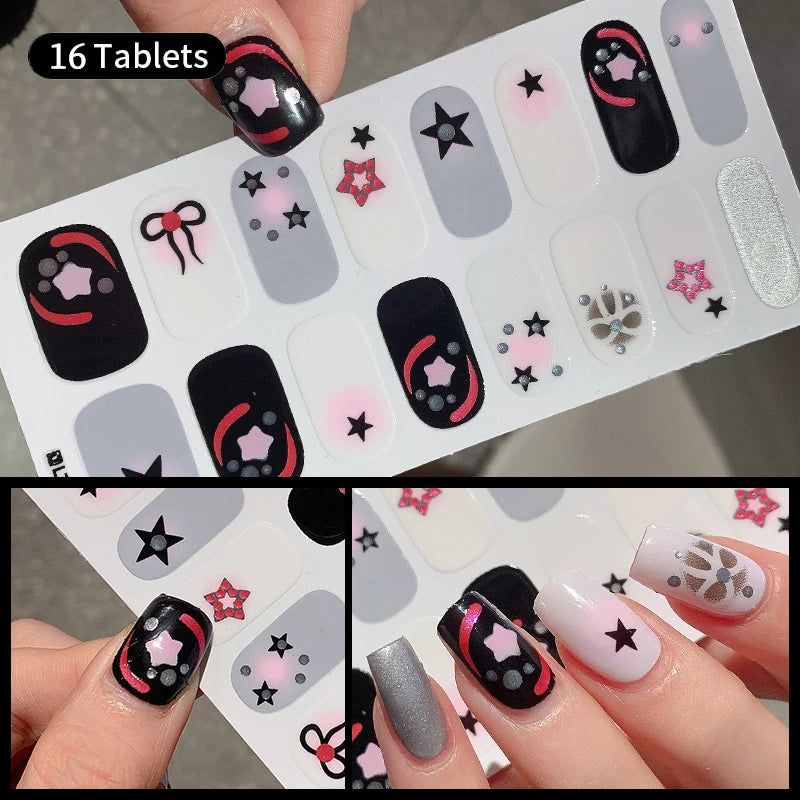 Fullcover Nail Sticker – Modische selbstklebende Nagelfolien mit Glitzer