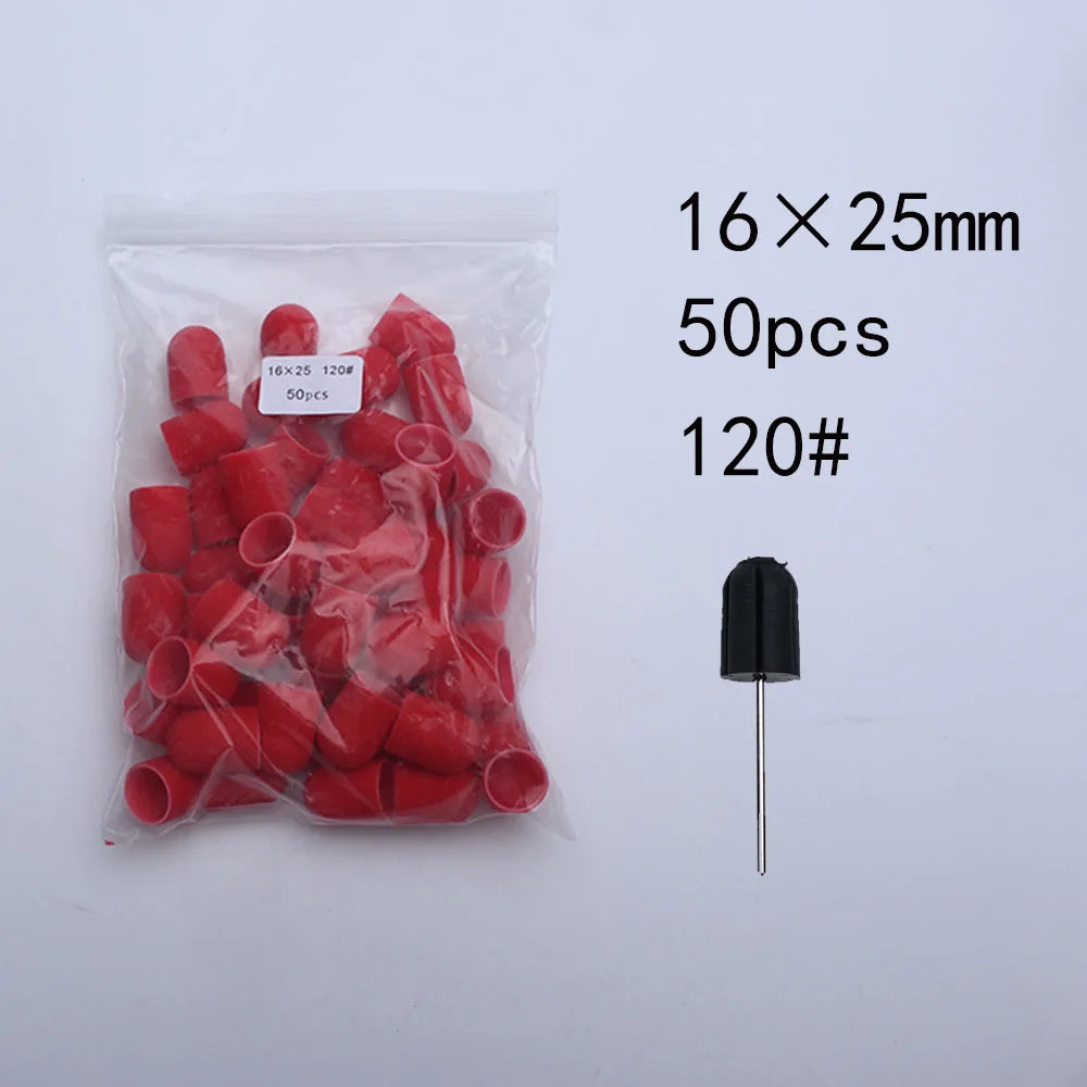 50er Set Schleifkappen für Nagelpflege mit Gummi-Träger – Pediküre & Hornhautentfernung