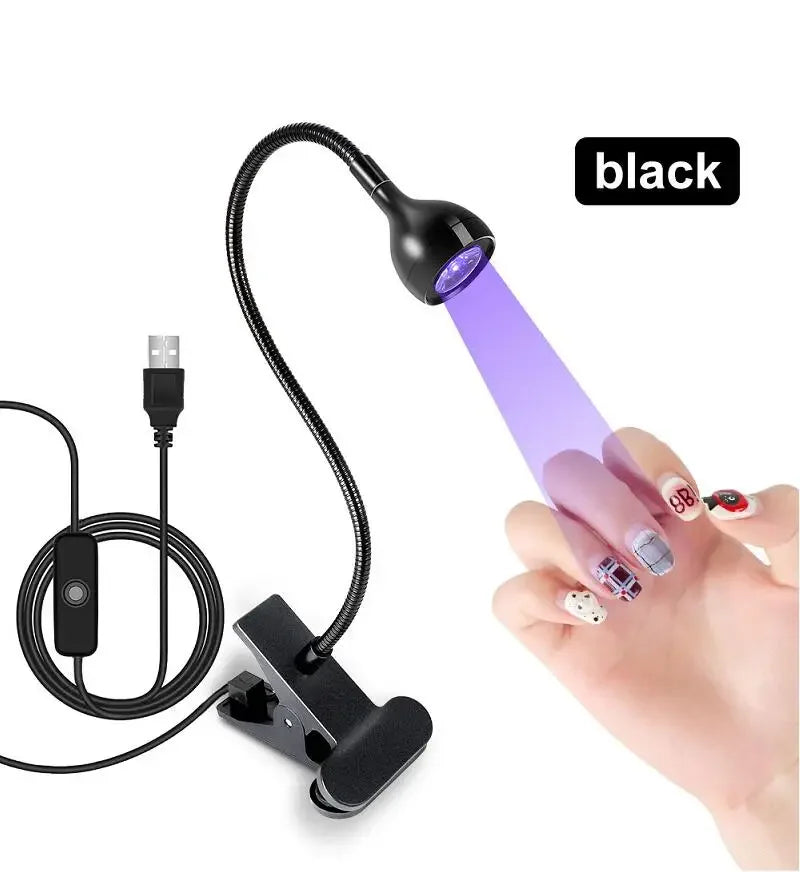 Flexible LED Nagellampe 3W mit Clip – USB UV-Licht zum schnellen Trocknen von Gel