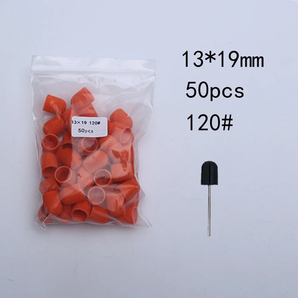 50er Set Schleifkappen für Nagelpflege mit Gummi-Träger – Pediküre & Hornhautentfernung