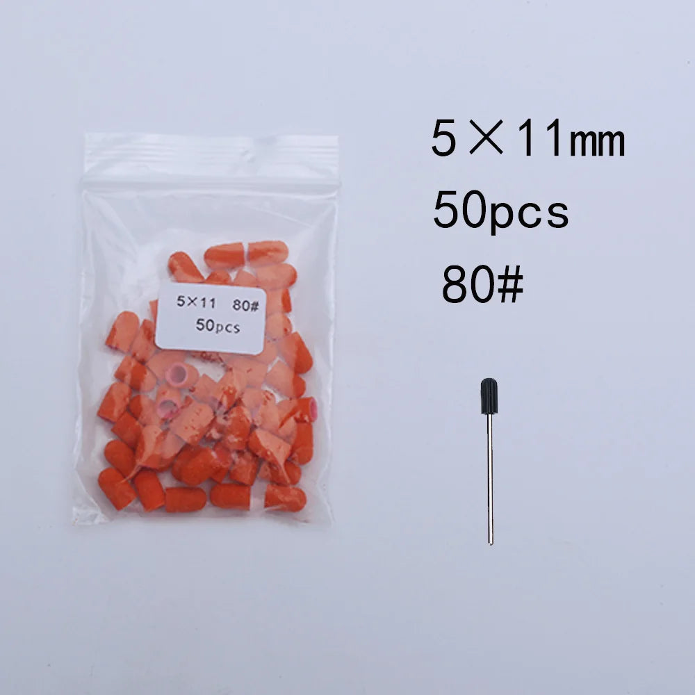 50er Set Schleifkappen für Nagelpflege mit Gummi-Träger – Pediküre & Hornhautentfernung