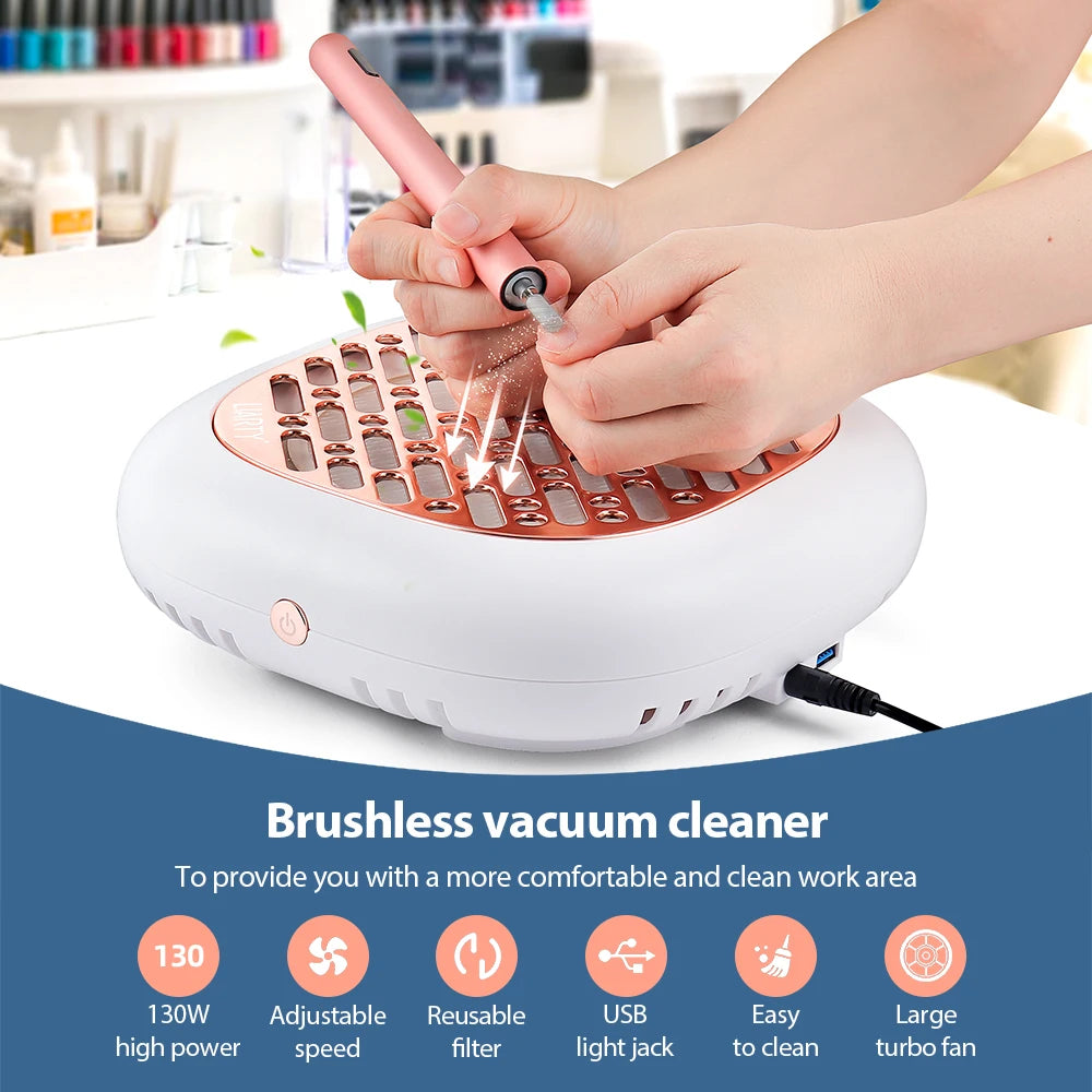 130W Turbo Nagelstaubabsaugung mit 2 Filtern – Bürstenloser Profi Nail Dust Collector für Maniküre & Pediküre