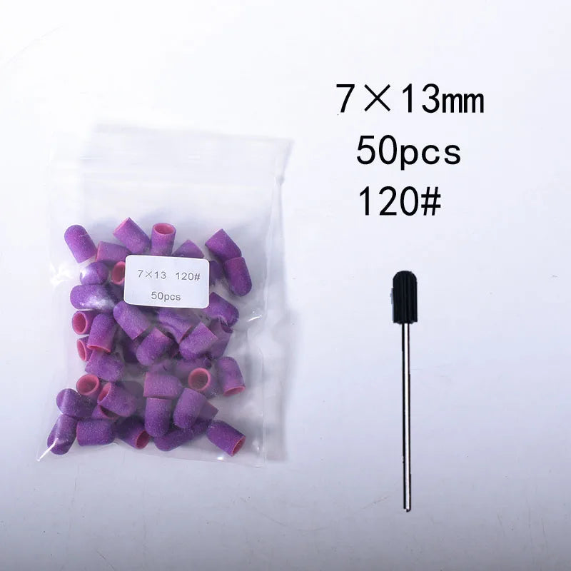 50er Set Schleifkappen für Nagelpflege mit Gummi-Träger – Pediküre & Hornhautentfernung