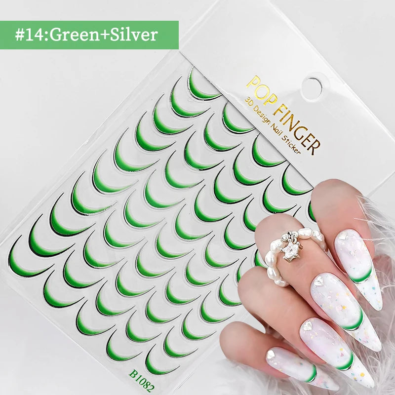 3D Schleifen Nagelsticker – Elegante Gold- & Farbbögen für French & Sommerdesigns