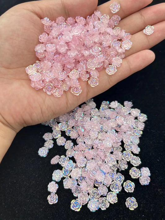3D Nail Charms „Camellia“ – 20x Rosa Resin-Blumen für Aurora-Design