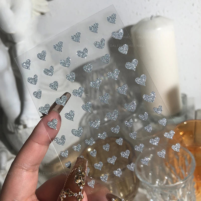 Love & Heart Valentine's Day Nail Stickers – Schwarz Weiß 3D Aufkleber