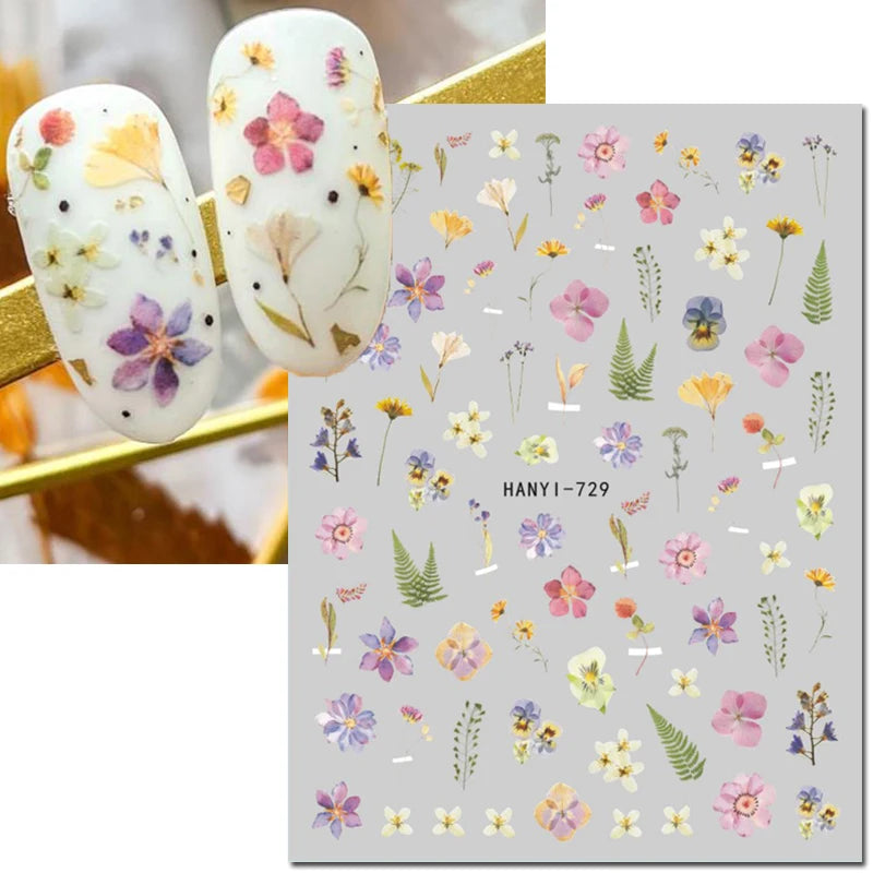 3d Nail Art Stickers Purple Lavenders Bunch Flowers Girls Rabbits Butterflys Decals For Nails Tips Decorations Manicures