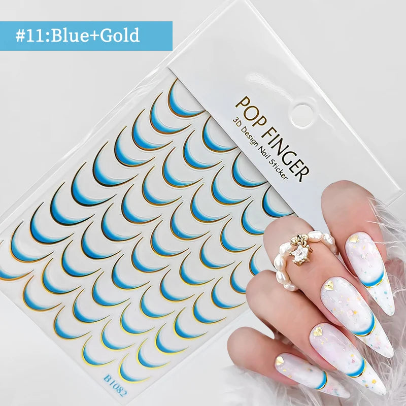 3D Schleifen Nagelsticker – Elegante Gold- & Farbbögen für French & Sommerdesigns