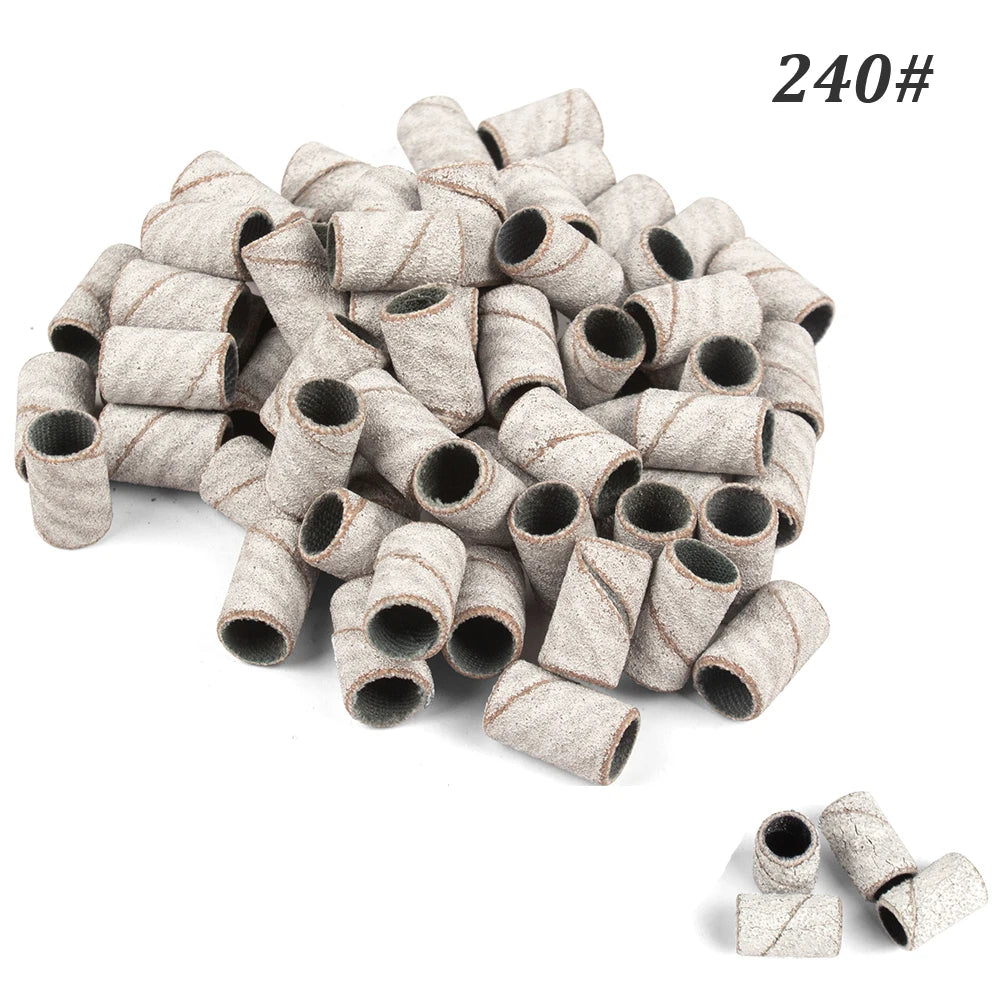 500 Stück Schleifhülsen Set – 80/120/180/240 Grit für Maniküre, Nagelfräser & Gelentfernung