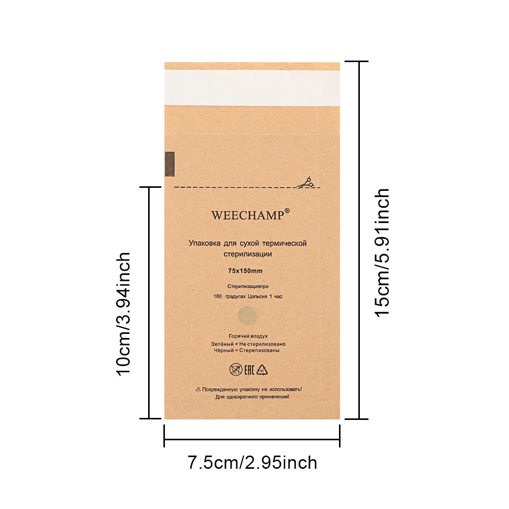Sterilisationsbeutel für Nagel- & Tattoo-Instrumente – 100 Stück | Kraftpapier