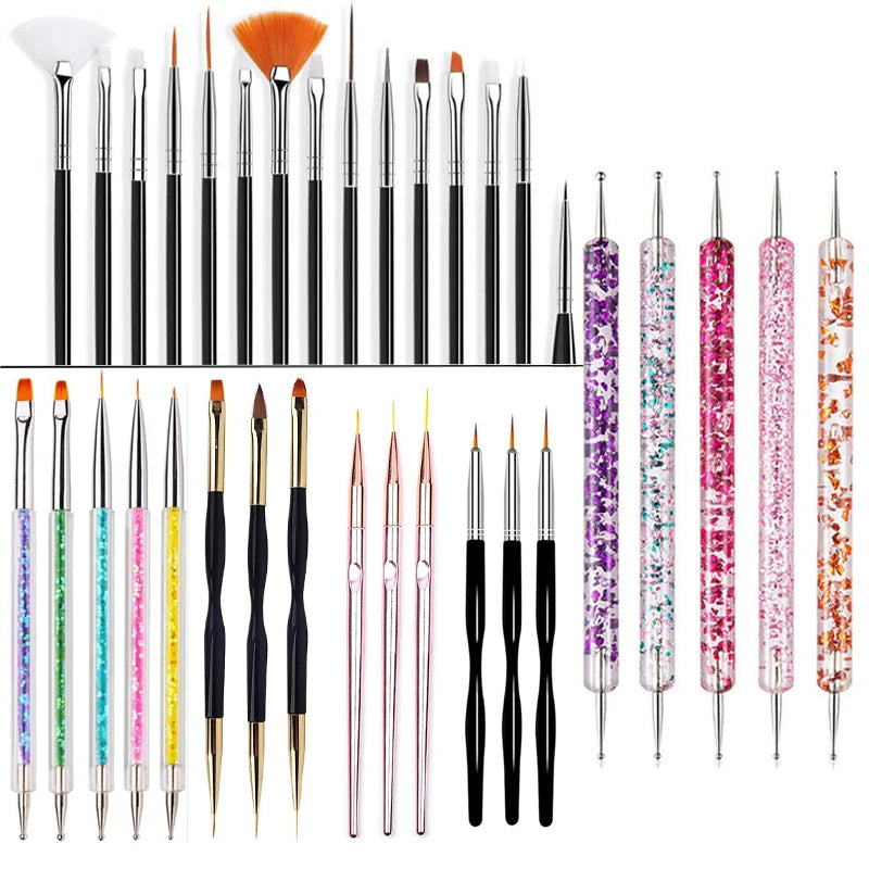 Nail Art Pinselset – 5/20 Stk für Malerei, Dotting, Liner & Acryl-Gel