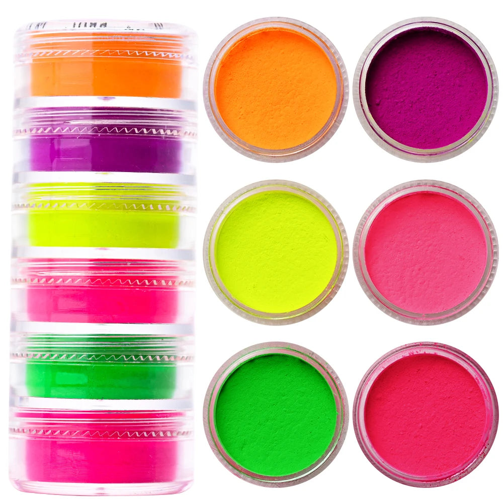 Neon-Pigmentpulver Set – 12 Farben für Nageldesign, Ombre & Chrome-Effekte