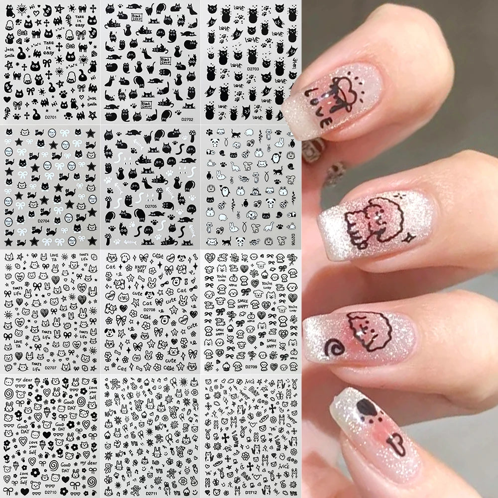Nagelsticker „Stitch & Angel“ – 12 Bögen Cartoon-Kollektion für Kinder & Nail Art