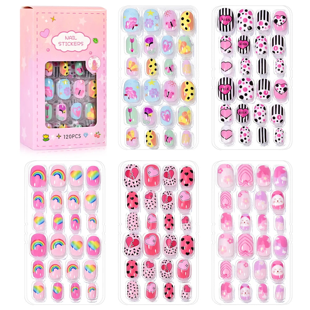 Sanrio Kinder Press-On Nägel – 12 Stück, Hello Kitty, Kuromi, Cartoon Design