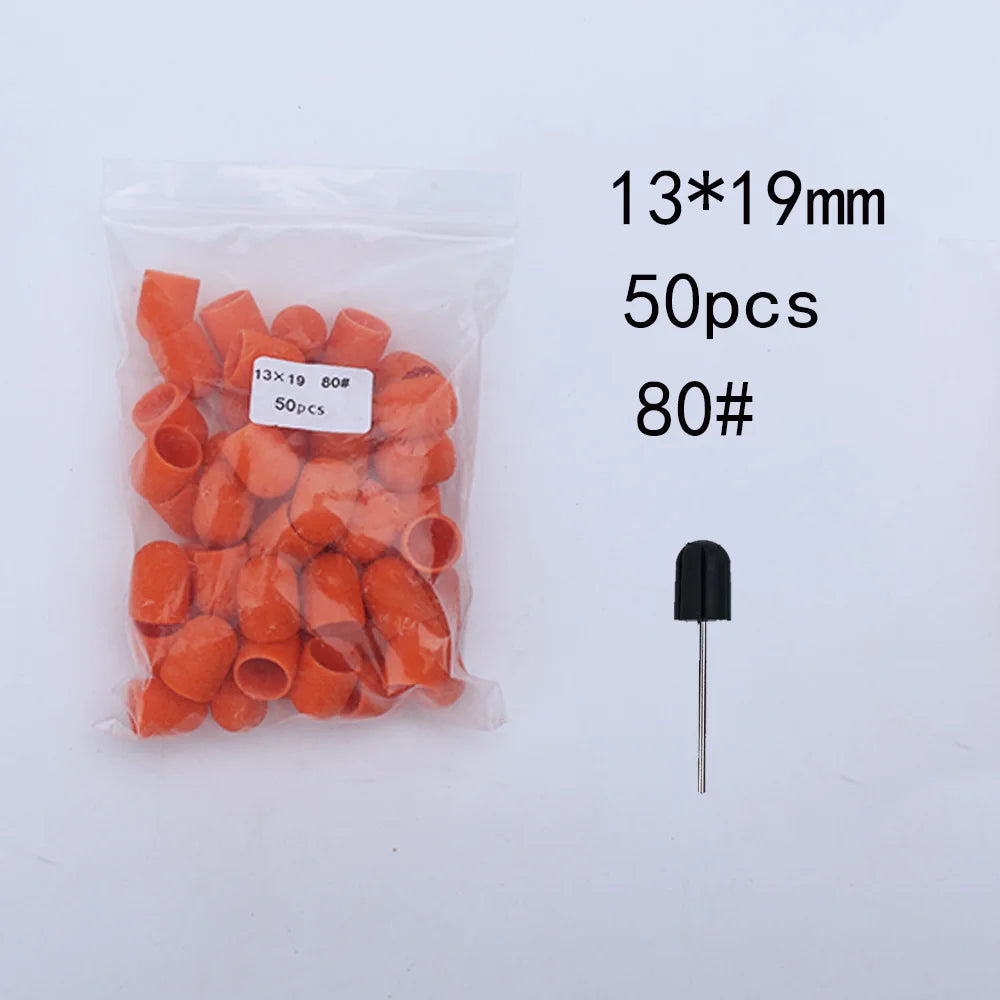50er Set Schleifkappen für Nagelpflege mit Gummi-Träger – Pediküre & Hornhautentfernung