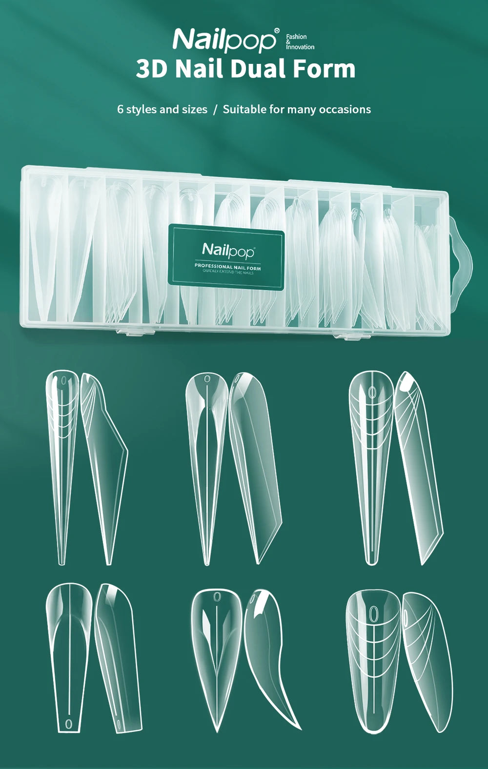 Dual Form Tips – 120 Stück | Wiederverwendbare Press-On Schablonen für Acryl/Polygel mit Nummerierung (14 Größen)