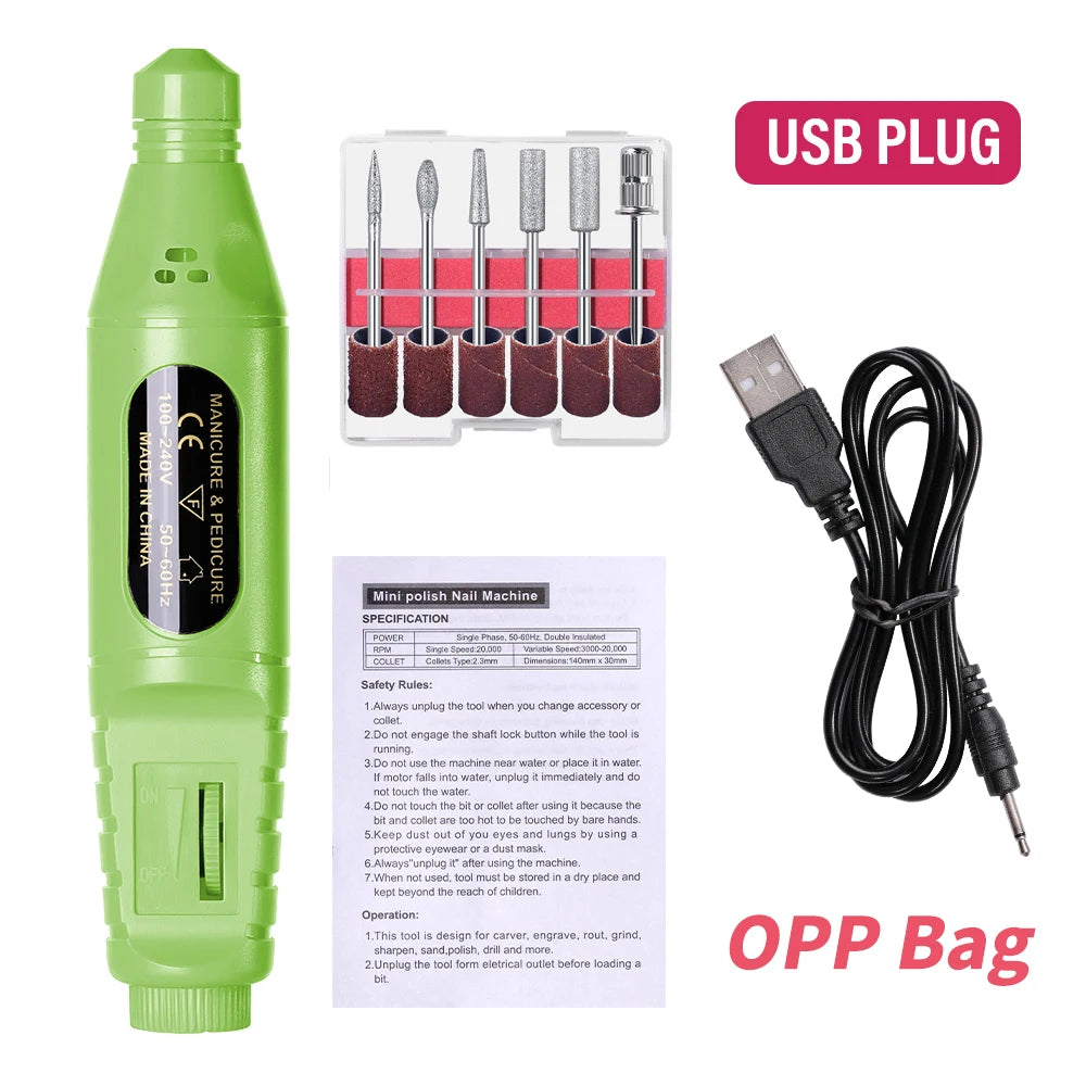 Elektrisches Nagelfräser-Set 6-in-1 – Tragbare Nagelfeile & Poliergerät inkl. Aufsätze & Bits