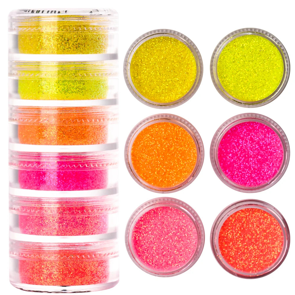 Neon-Pigmentpulver Set – 12 Farben für Nageldesign, Ombre & Chrome-Effekte
