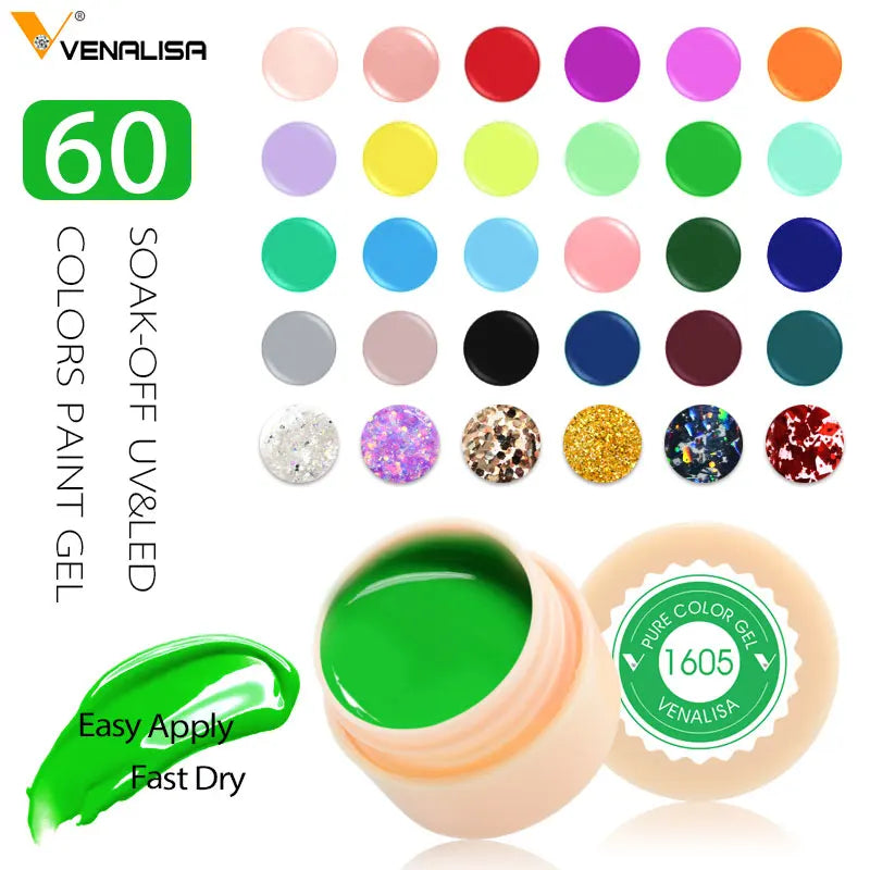Venalisa Painting Gel 5ml – 60 Farben für Nailart, French & Details – UV/LED