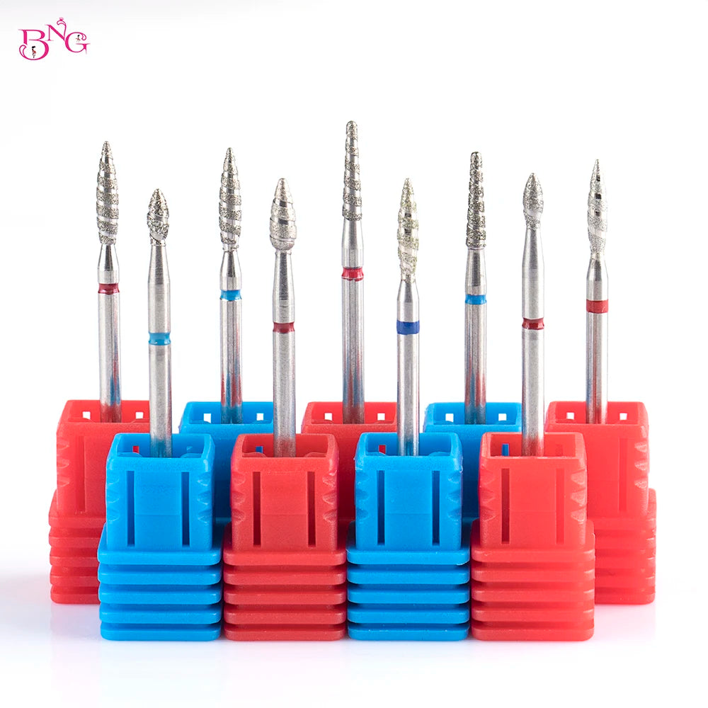 2er-Set Diamant-Fräserbits – Flammenform für Nagelhaut & Gellack (3/32", Profi-Qualität)