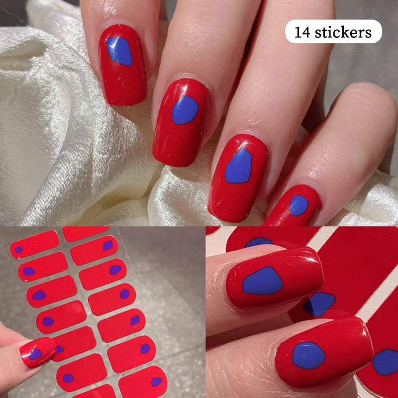 14-teilige Nagelfolien „Pastell Rainbow“ – Selbstklebende Full Cover Nail Wraps