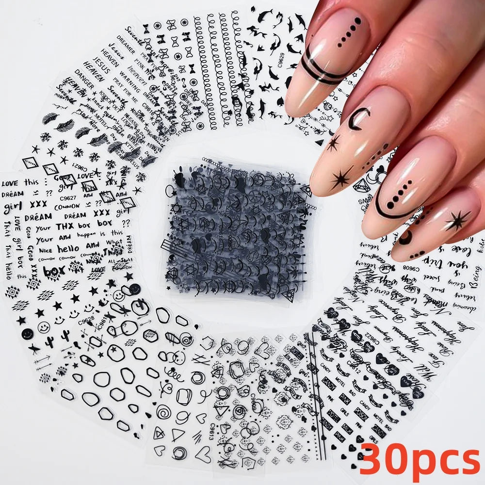 Kinder Nagelsticker „Häschen & Glitzer“ – 30 Stk Cartoon Nail Art mit Pailletten
