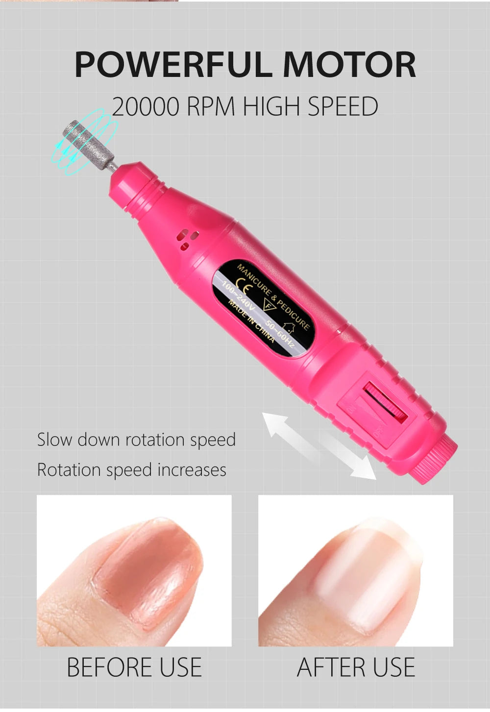 Elektrisches Nagelfräser-Set 6-in-1 – Tragbare Nagelfeile & Poliergerät inkl. Aufsätze & Bits