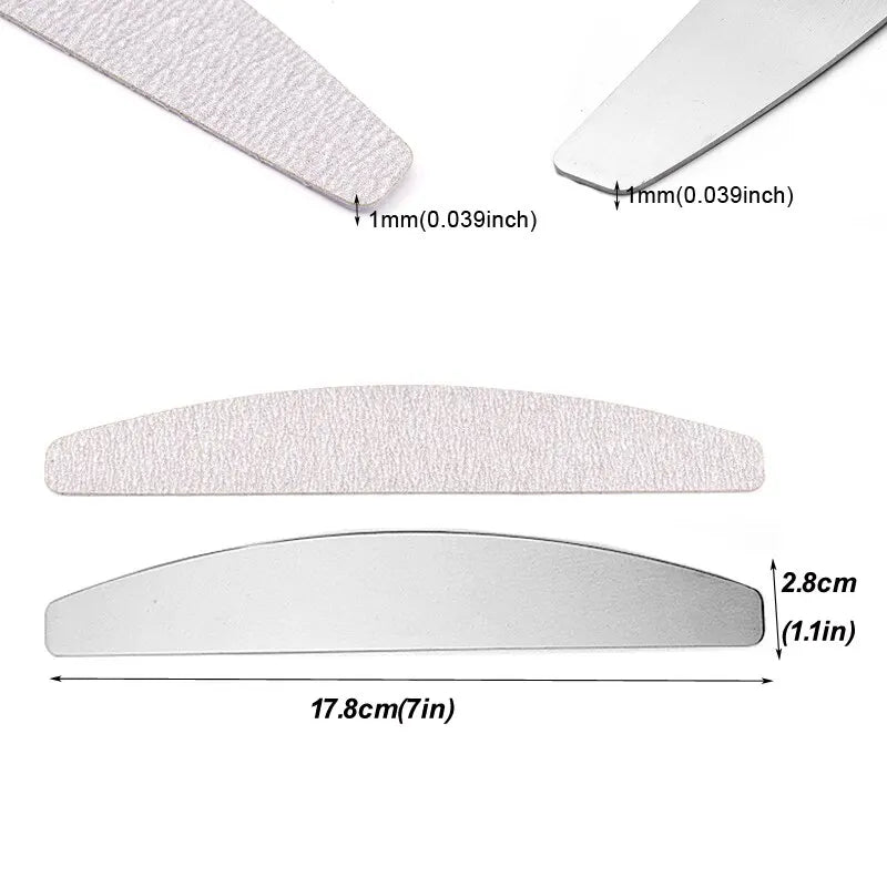 100er Set Ersatzfeilen Halbmond – 80/100/180/240 Grit mit Metallgriff | Nagelfeilen Aufsätze für Maniküre