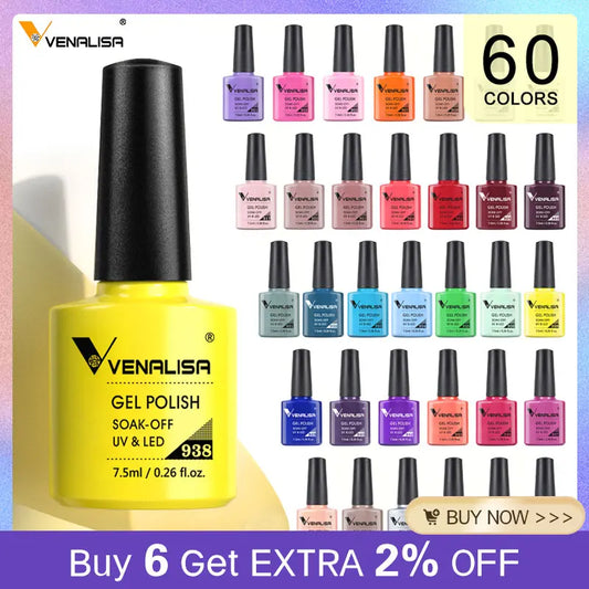 Venalisa 7.5ml Gel Polish – 60 Farben – UV/LED – Base, Top, Primer