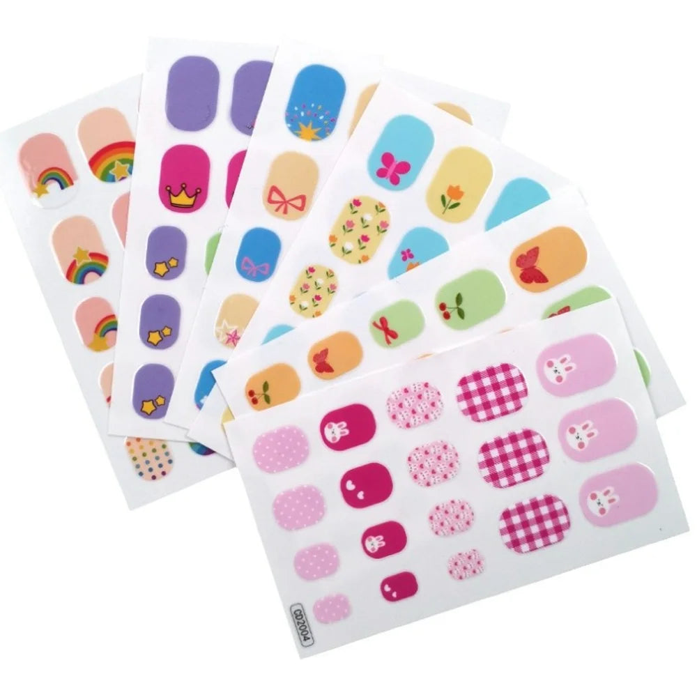 Little Princess Girls Nail Stickers Children DIY Cute Cartoon Animal Nail Decals Kids Manicure Polish Wrap Decors uñas postizas