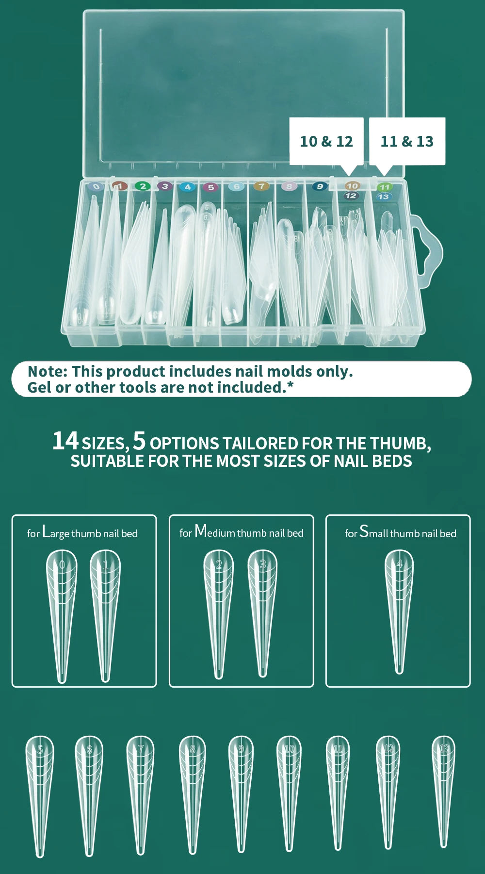 Dual Form Tips – 120 Stück | Wiederverwendbare Press-On Schablonen für Acryl/Polygel mit Nummerierung (14 Größen)