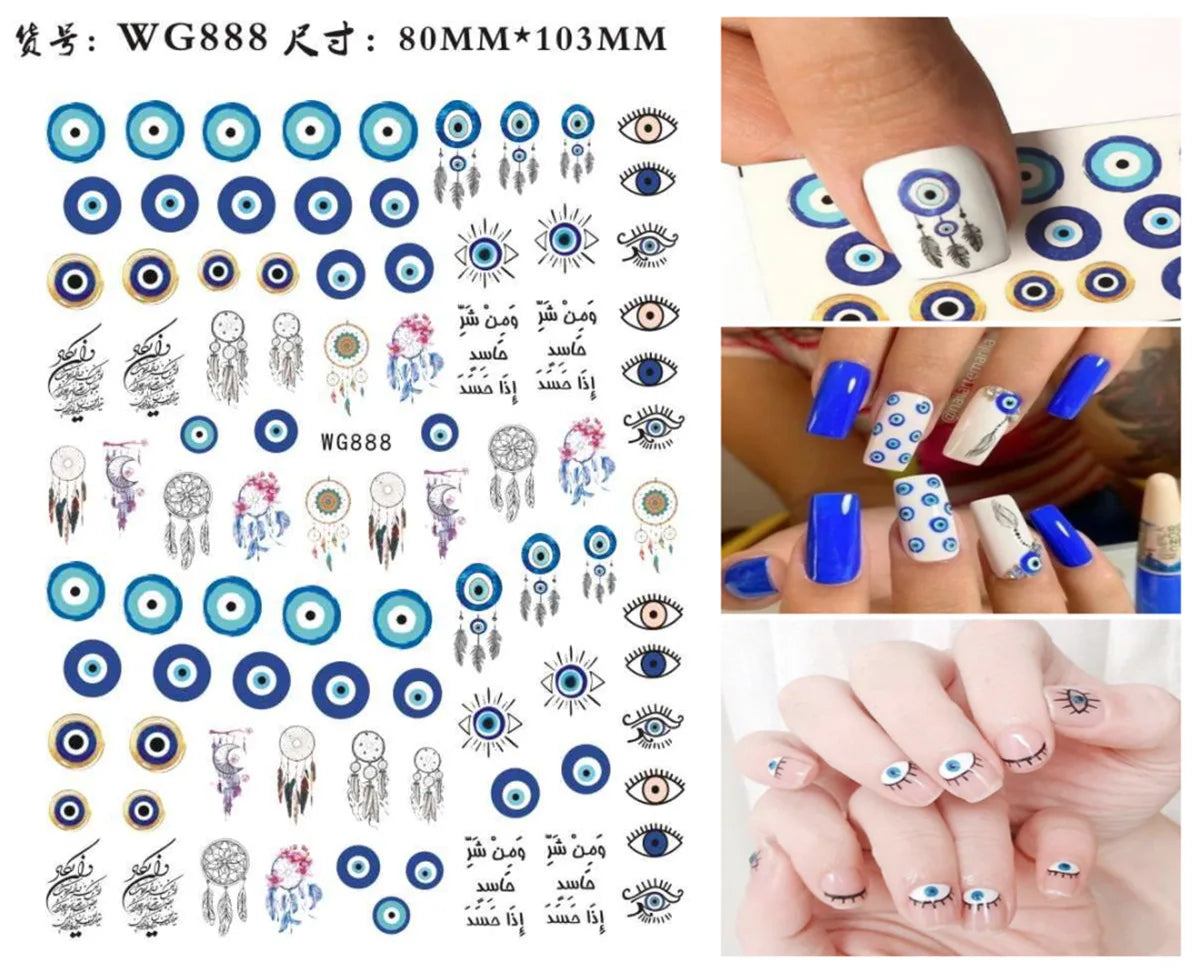 Fatima's Eye & Hamsa Hand Nail Stickers – Spiritual Nail Art Aufkleber