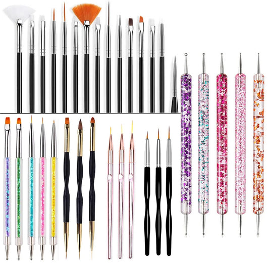 Nail Art Pinselset – 5/20 Stk für Malerei, Dotting, Liner & Acryl-Gel