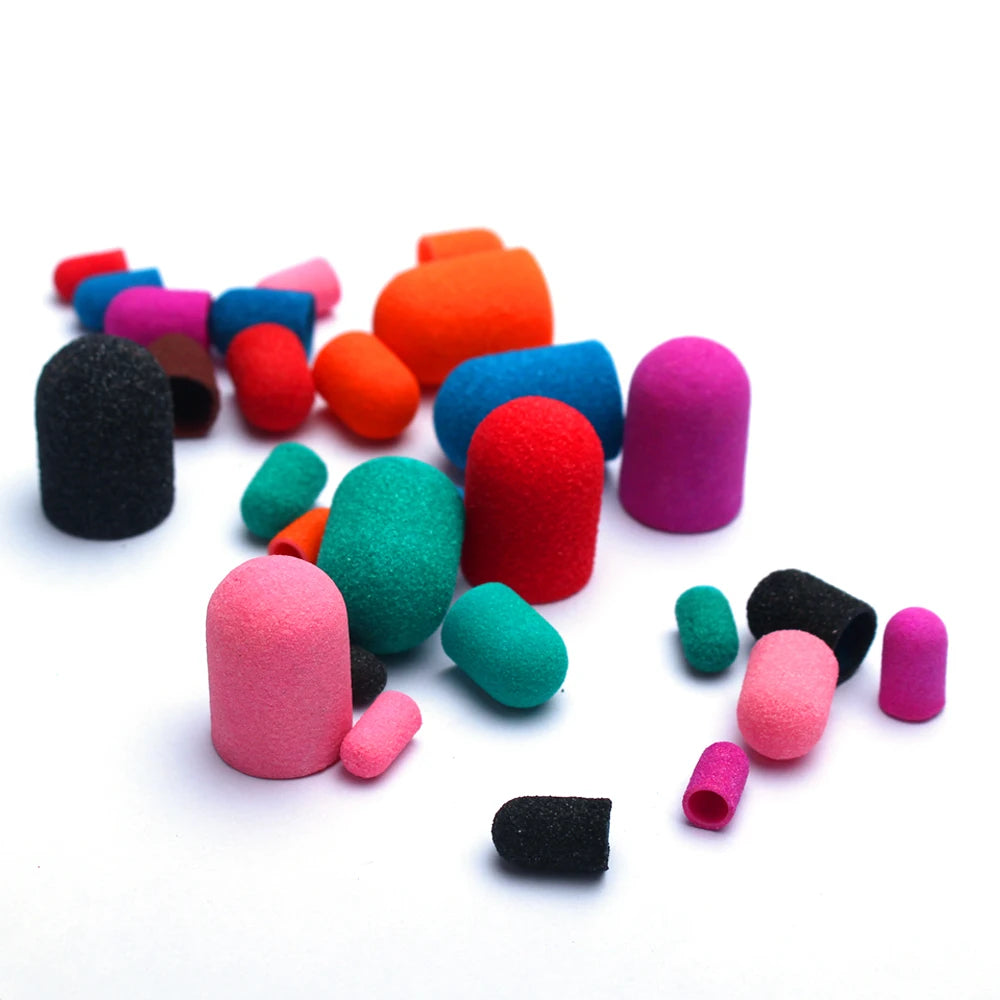 50er Set Schleifkappen für Nagelpflege mit Gummi-Träger – Pediküre & Hornhautentfernung