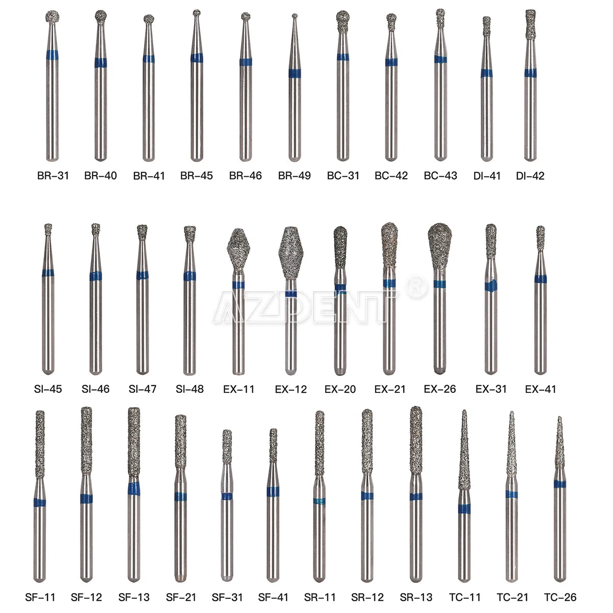 AZDENT Dental Diamantbohrer – 5 Stück, FG 1.6 mm, Medium für Turbine/High-Speed-Handstück