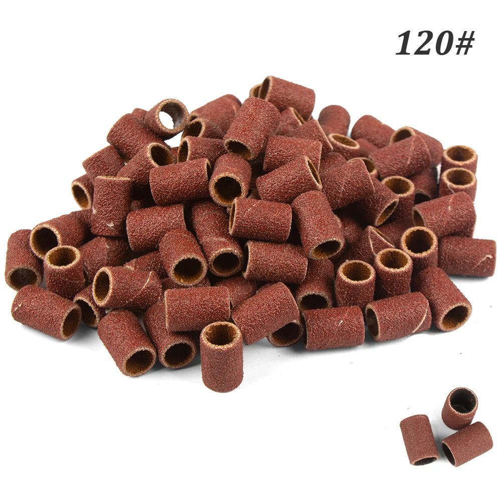 500 Stück Schleifhülsen Set – 80/120/180/240 Grit für Maniküre, Nagelfräser & Gelentfernung