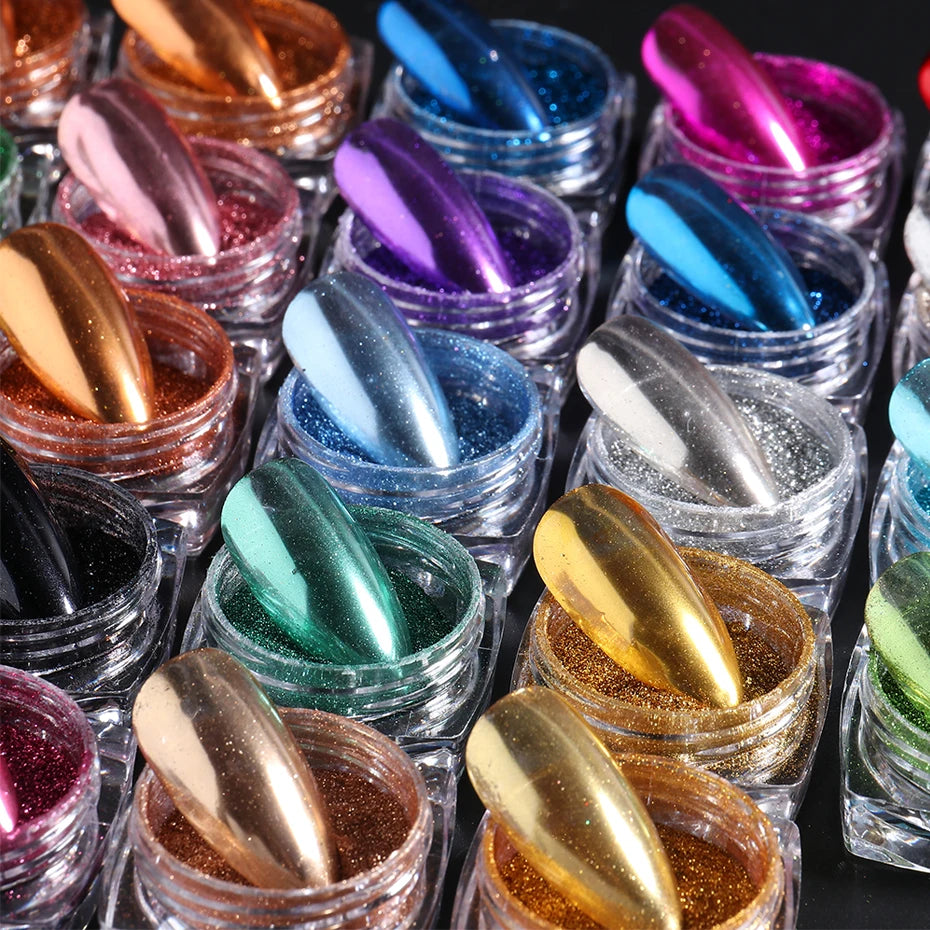 23 Farben Chrom-Pigment Set – Metallic Mirror Powder für Nailart & Deko