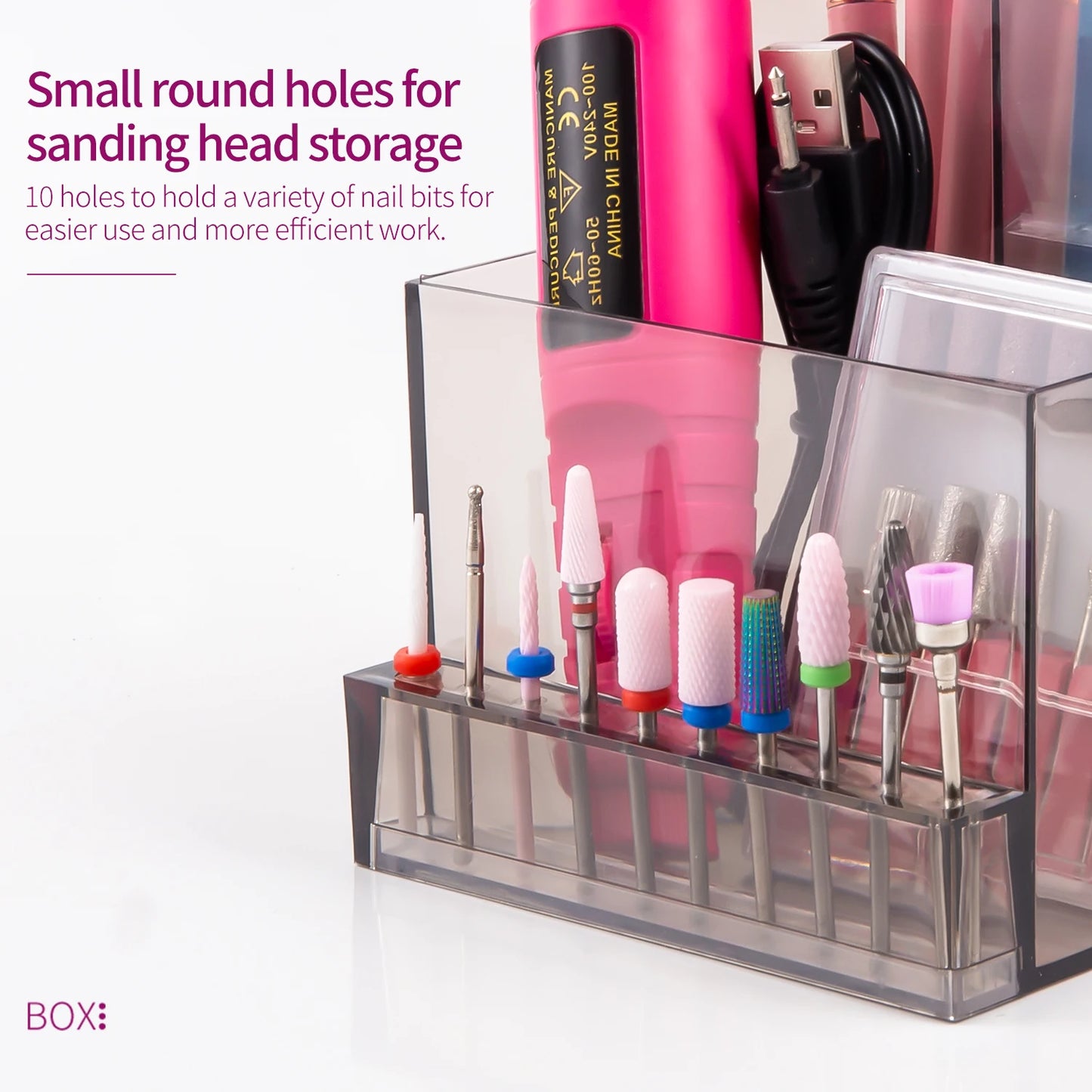Acryl Organizer für Nagelzubehör – Aufbewahrungsbox für Fräser, Bits & Werkzeuge