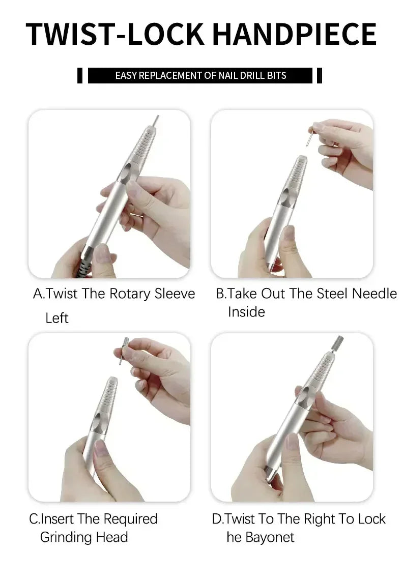 Kabellose Nagelfräse 85 W – 35.000 U/min Profi Brushless Nail Drill für Studio & Zuhause