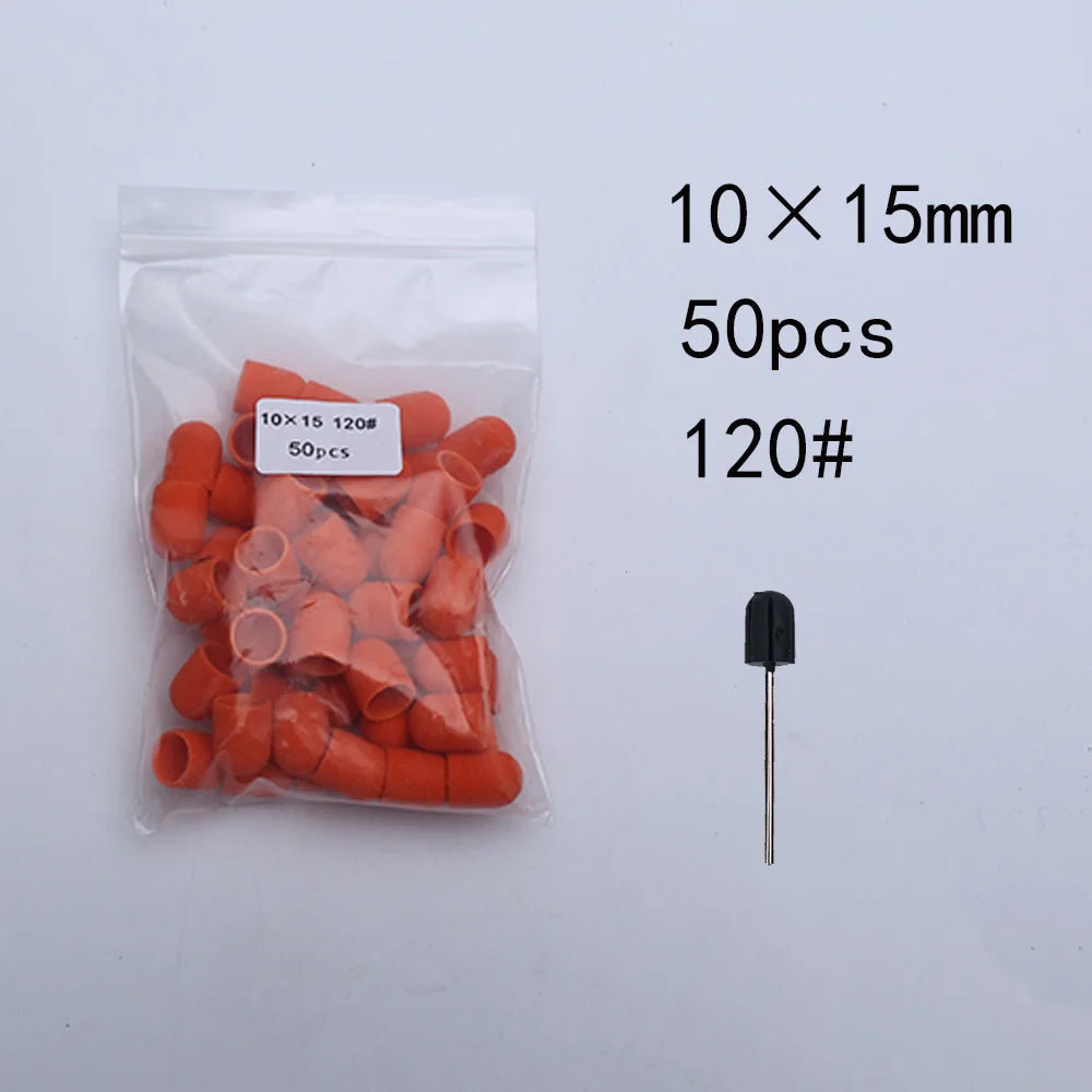 50er Set Schleifkappen für Nagelpflege mit Gummi-Träger – Pediküre & Hornhautentfernung