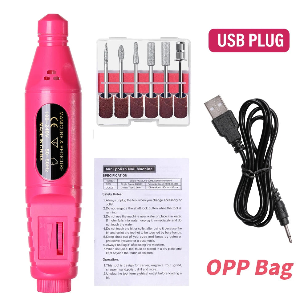 Elektrisches Nagelfräser-Set 6-in-1 – Tragbare Nagelfeile & Poliergerät inkl. Aufsätze & Bits