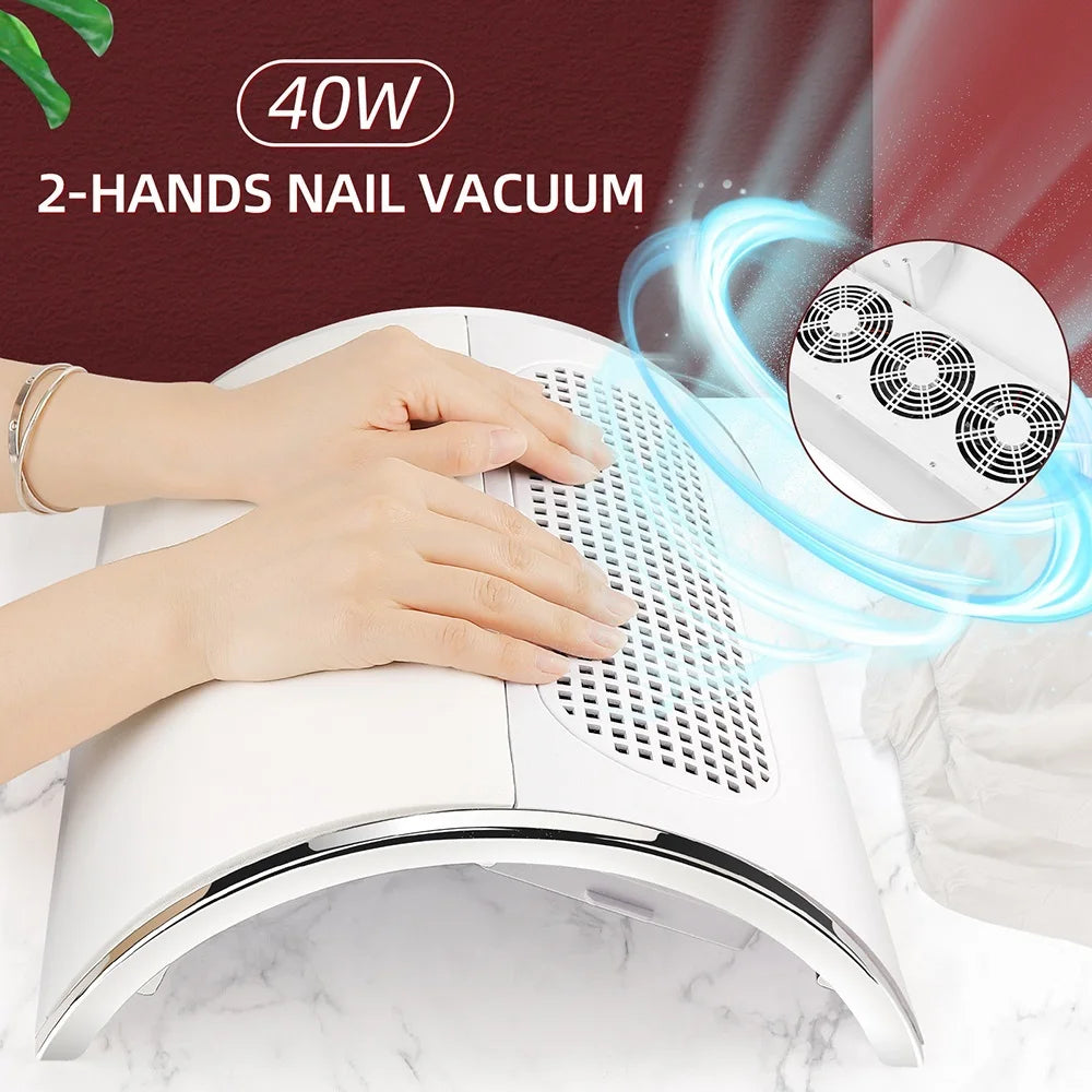 Nagelstaubabsaugung – 40 W Profi-Absauger mit 3 Lüftern für 2 Hände