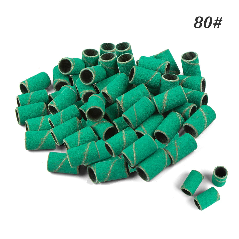 500 Stück Schleifhülsen Set – 80/120/180/240 Grit für Maniküre, Nagelfräser & Gelentfernung