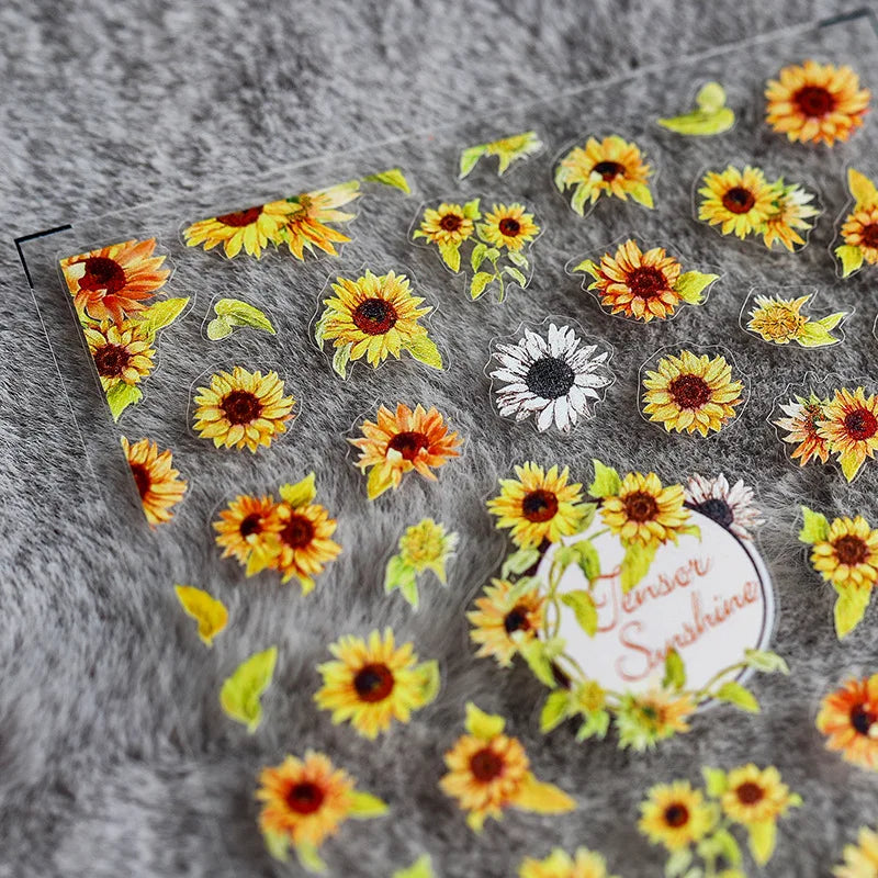 Sonnenblumen Nail Sticker – 3D Sommerblumen für kreative Nailart