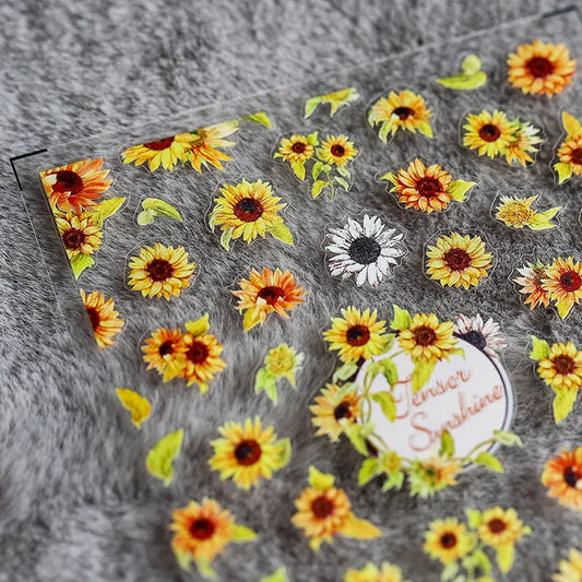 Sonnenblumen Nail Sticker – 3D Sommerblumen für kreative Nailart