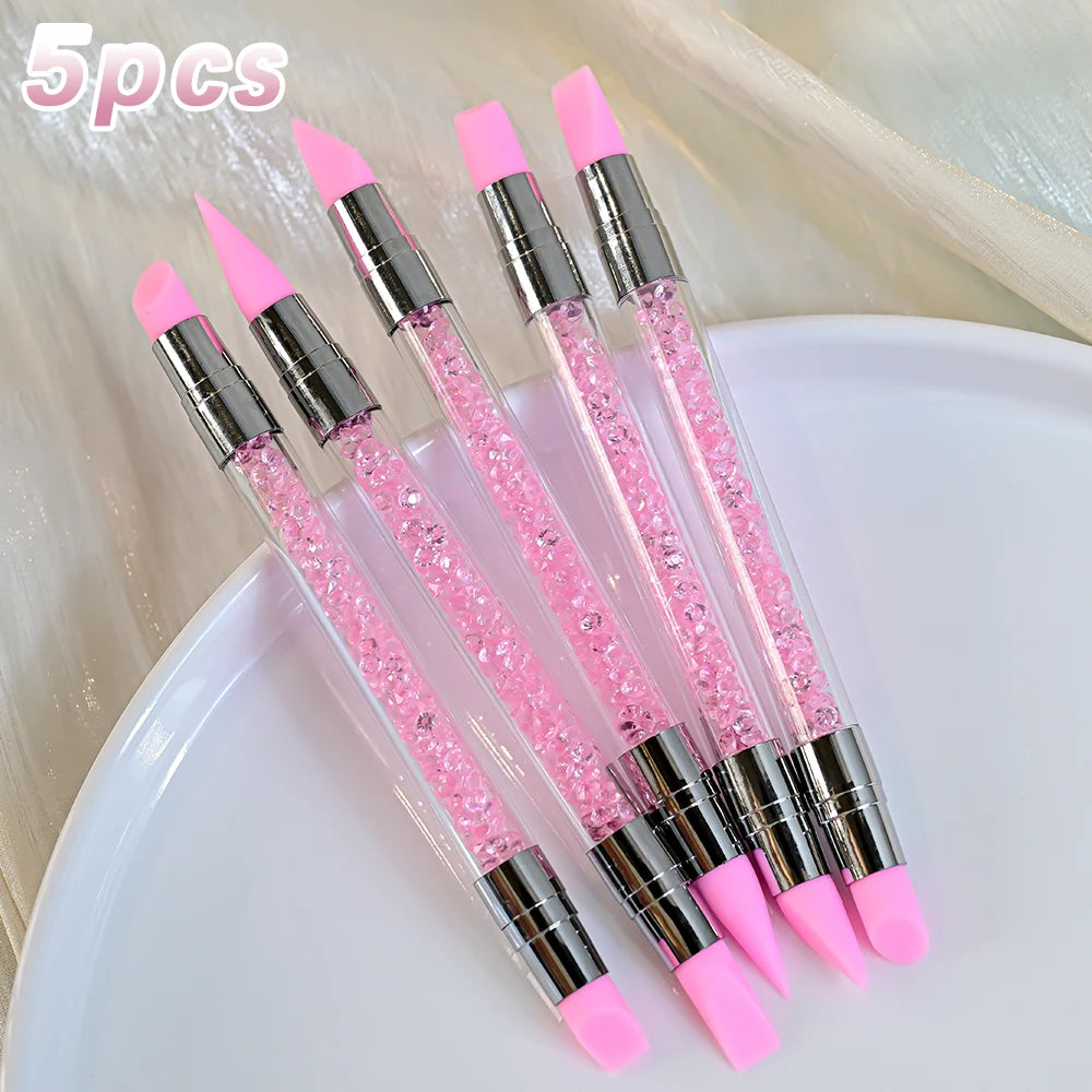 5er-Set Nail Art Liner Pinsel – Rosa, ultrafein für French & Linien (7/10/12/15/20mm)
