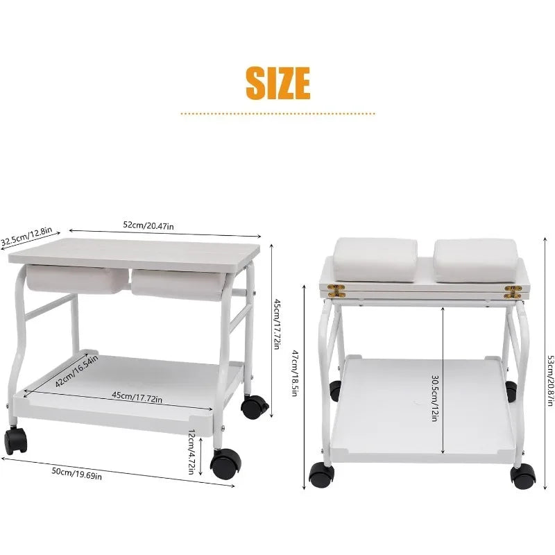 Rollbare Pediküre-Trolley mit Fußstütze – Mobile Spa-Trolley für Nagelstudios, Friseursalons & Zuhause